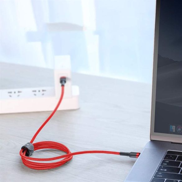 Baseus Cafule Kábel tartós nylon litzehuzal USB - C PD / USB - C PD PD2.0 60W 20V 3A QC3.0 1M fekete - piros (CATKLF - GG1)