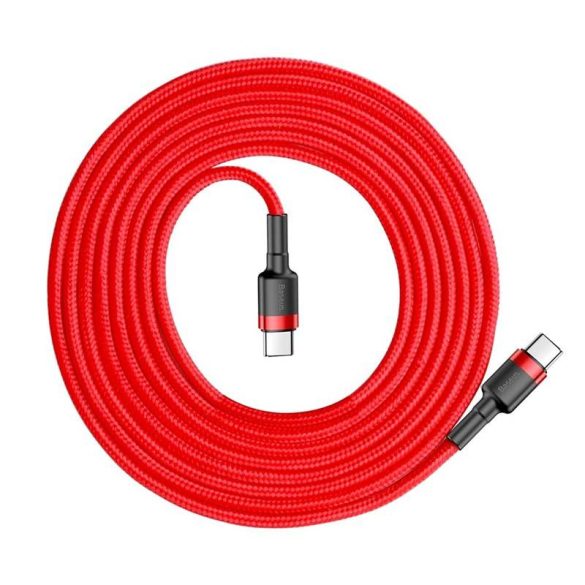 Baseus Cafule Kábel tartós nylon litzehuzal USB-C PD / USB-C PD PD2.0 60W 20V 3A QC3.0 2M piros (CATKLF-H09)