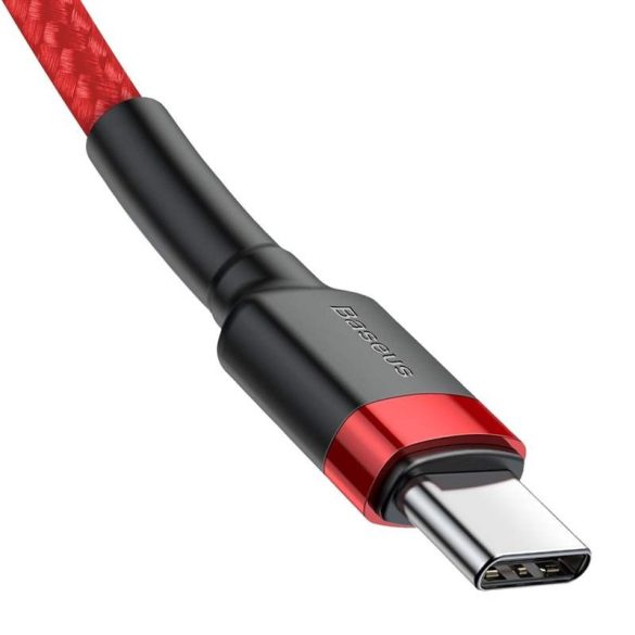 Baseus Cafule Kábel tartós nylon litzehuzal USB-C PD / USB-C PD PD2.0 60W 20V 3A QC3.0 2M piros (CATKLF-H09)