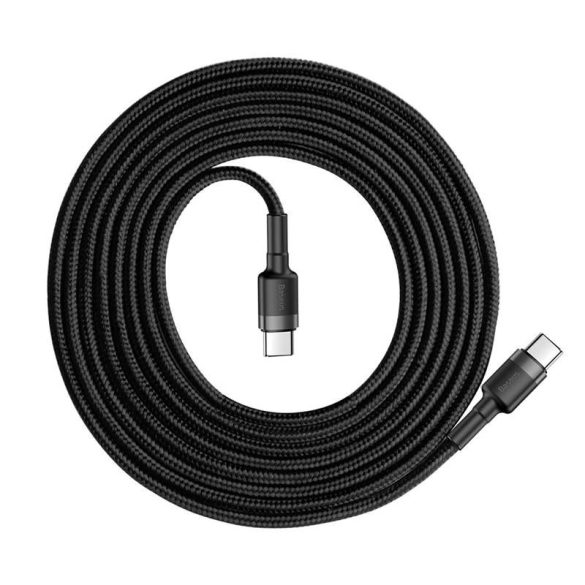 Baseus Cafule Kábel tartós nylon litzehuzal USB - C PD / USB - C PD PD2.0 60W 20V 3A QC3.0 2M fekete - szürke (CATKLF - HG1)