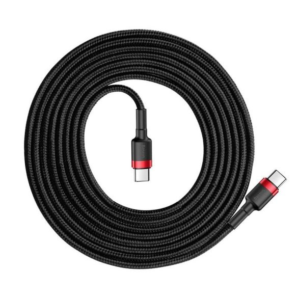 Baseus Cafule Kábel tartós nylon litzehuzal USB-C PD / USB-C PD PD2.0 60W 20V 3A QC3.0 2M fekete-piros (CATKLF-H91)