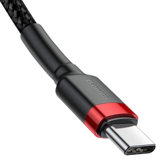Baseus Cafule Kábel tartós nylon litzehuzal USB-C PD / USB-C PD PD2.0 60W 20V 3A QC3.0 2M fekete-piros (CATKLF-H91)