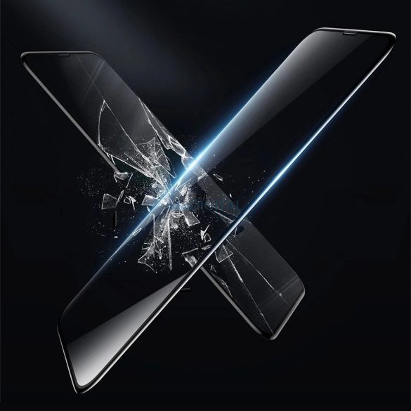 Baseus 0.23mm 9H teljes képernyős edzett üveg felhelyezést segítő kerettel iPhone 11 / iPhone Xr 2 db fekete szegéllyel