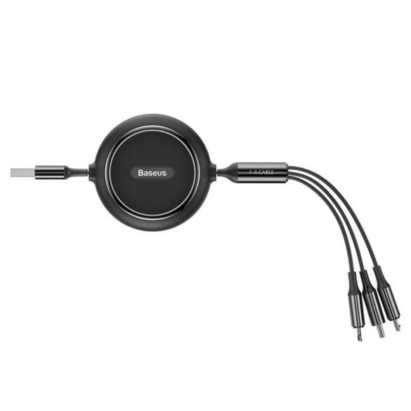 Baseus Arany Hurok 3in1 USB kábel - micro USB / Lightning / USB - C 3.5A 35cm - 120cm fekete (CAMLT - JH01)