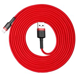   Baseus Cafule Kábel tartós nylon fonott USB / Lightning QC3.0 2A 3M piros (CALKLF - R09)