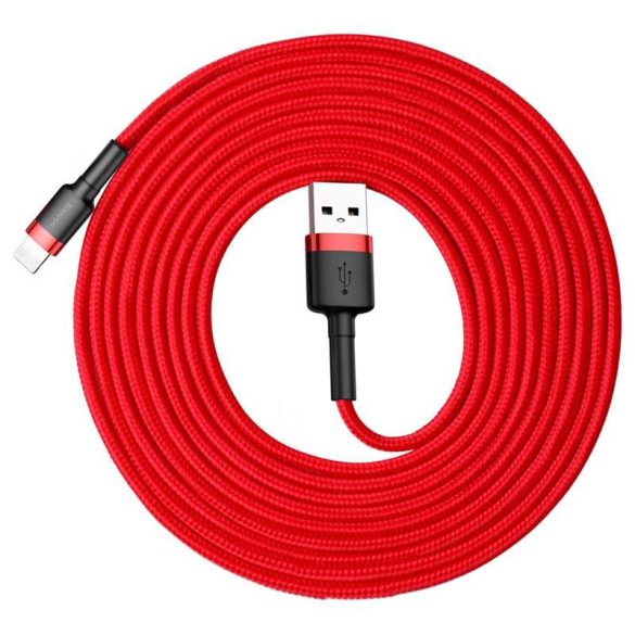 Baseus Cafule Kábel tartós nylon fonott USB / Lightning QC3.0 2A 3M piros (CALKLF - R09)