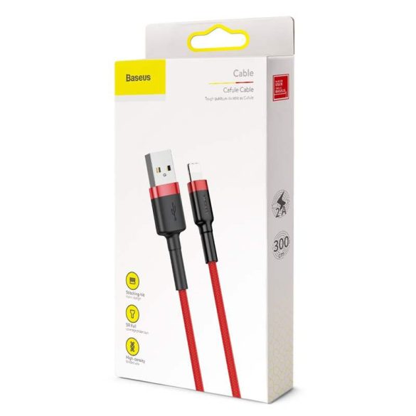 Baseus Cafule Kábel tartós nylon fonott USB / Lightning QC3.0 2A 3M piros (CALKLF - R09)