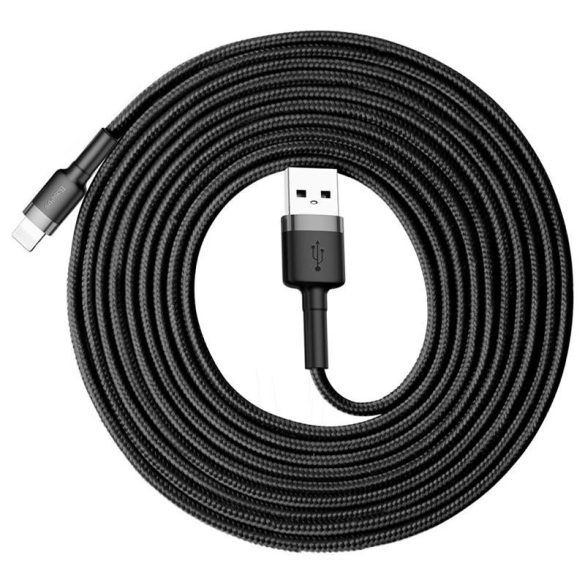 Baseus Cafule Kábel tartós nylon fonott USB / Lightning QC3.0 2A 3M fekete - szürke (CALKLF - RG 1)