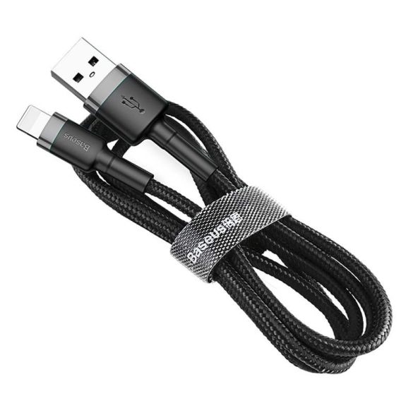 Baseus Cafule Kábel tartós nylon fonott USB / Lightning QC3.0 2A 3M fekete - szürke (CALKLF - RG 1)