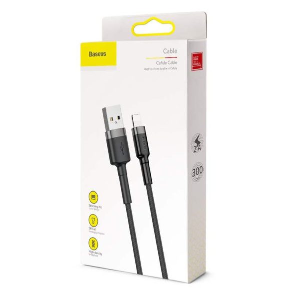 Baseus Cafule Kábel tartós nylon fonott USB / Lightning QC3.0 2A 3M fekete - szürke (CALKLF - RG 1)