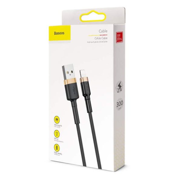 Baseus Cafule Kábel tartós nylon fonott USB / Lightning QC3.0 2A 3M fekete - arany (CALKLF - RV1)