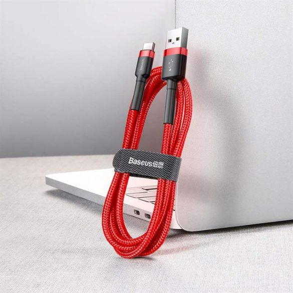 Baseus Cafule Kábel tartós nylon fonott USB / USB - C QC3.0 2A 3M piros (CATKLF - U09)