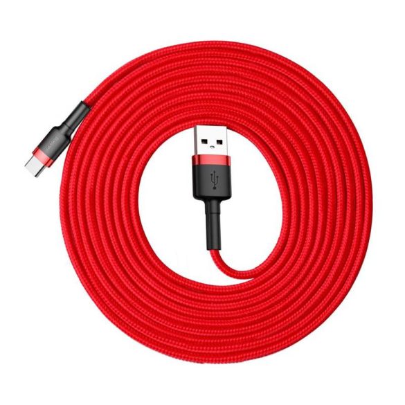 Baseus Cafule Kábel tartós nylon fonott USB / USB - C QC3.0 2A 3M piros (CATKLF - U09)