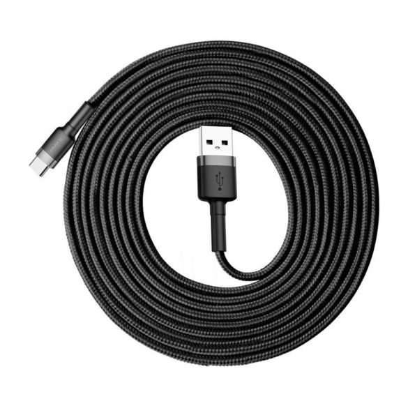 Baseus Cafule Kábel tartós nylon fonott USB / USB - C QC3.0 2A 3M fekete - szürke (CATKLF - UG1)