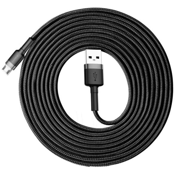 Baseus Cafule Kábel tartós nylon fonott USB / micro USB 2A 3M fekete - szürke (CAMKLF - HG1)