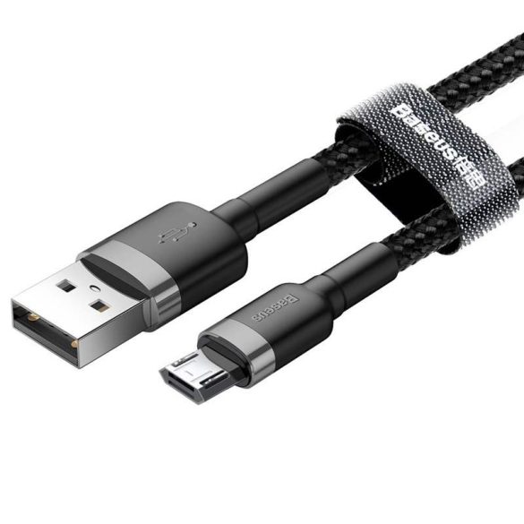 Baseus Cafule Kábel tartós nylon fonott USB / micro USB 2A 3M fekete - szürke (CAMKLF - HG1)