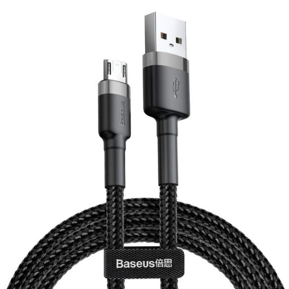 Baseus Cafule Kábel tartós nylon fonott USB / micro USB 2A 3M fekete - szürke (CAMKLF - HG1)