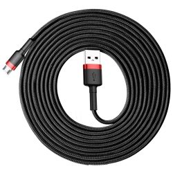   Baseus Cafule Kábel tartós nylon fonott USB / micro USB 2A 3M fekete - piros (CAMKLF - H91)