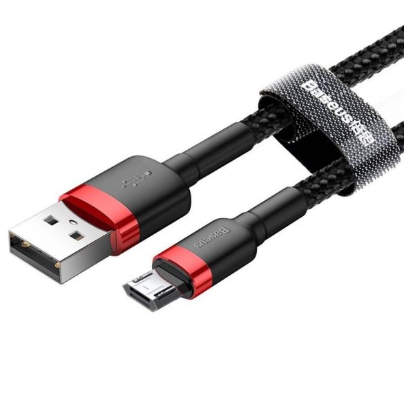 Baseus Cafule Kábel tartós nylon fonott USB / micro USB 2A 3M fekete - piros (CAMKLF - H91)