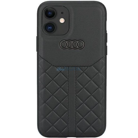 Audi valódi bőr iPhone 12/12 Pro 6.1" fekete keménytok AU-TPUPCIP12P-Q8/D1-BK