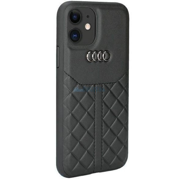 Audi valódi bőr iPhone 12/12 Pro 6.1" fekete keménytok AU-TPUPCIP12P-Q8/D1-BK