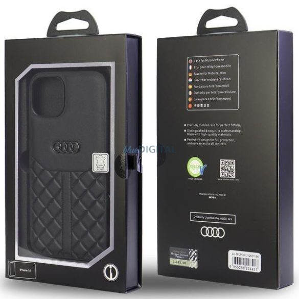 Audi valódi bőr iPhone 12/12 Pro 6.1" fekete keménytok AU-TPUPCIP12P-Q8/D1-BK