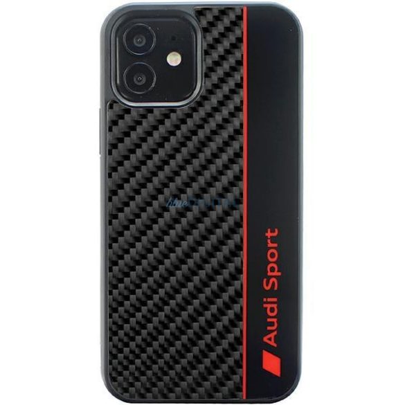 Audi Carbon Fiber Stripe iPhone 12/12 Pro 6.1" fekete keménytok AUS-TPUPCIP12P-R8/D1-BK