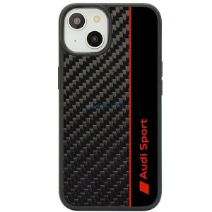 Audi Carbon Fiber Stripe iPhone 14 6.1" fekete keménytok AUS-TPUPCIP14-R8/D1-BK