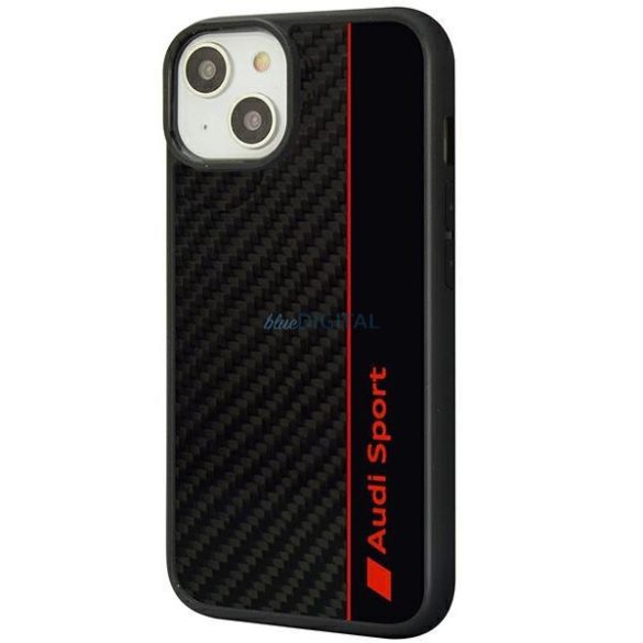 Audi Carbon Fiber Stripe iPhone 14 6.1" fekete keménytok AUS-TPUPCIP14-R8/D1-BK