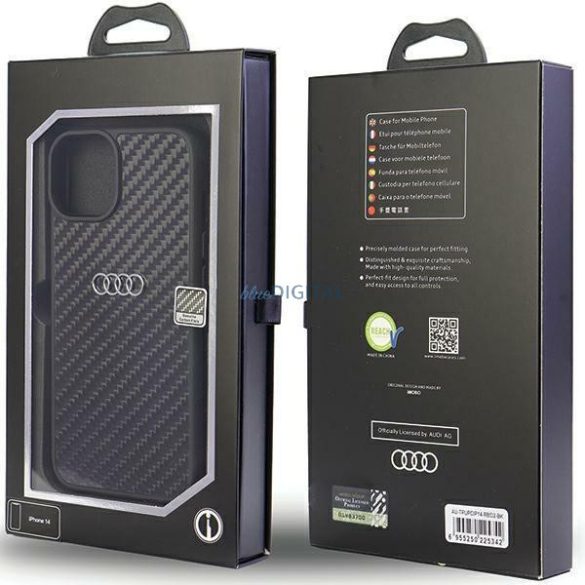Audi Carbon Fiber iPhone 14 6.1" fekete keménytok AU-TPUPPCIP14-R8/D2-BK