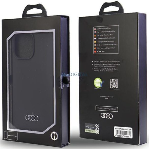 Audi szilikon tok iPhone 14 Pro Max 6.7" fekete keménytok AU-LSRIP14PM-Q3/D1-BK
