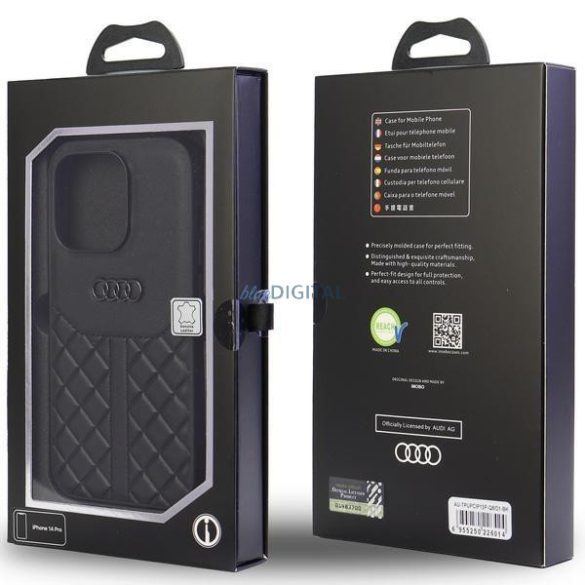 Audi valódi bőr iPhone 13 Pro / 13 6.1" fekete keménytok AU-TPUPCIP13P-Q8/D1-BK