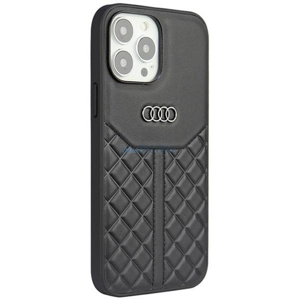 Audi valódi bőr iPhone 13 Pro Max 6.7" fekete keménytok AU-TPUPPCIP13PM-Q8/D1-BK