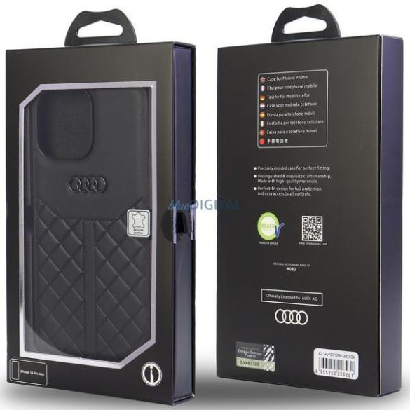 Audi valódi bőr iPhone 13 Pro Max 6.7" fekete keménytok AU-TPUPPCIP13PM-Q8/D1-BK