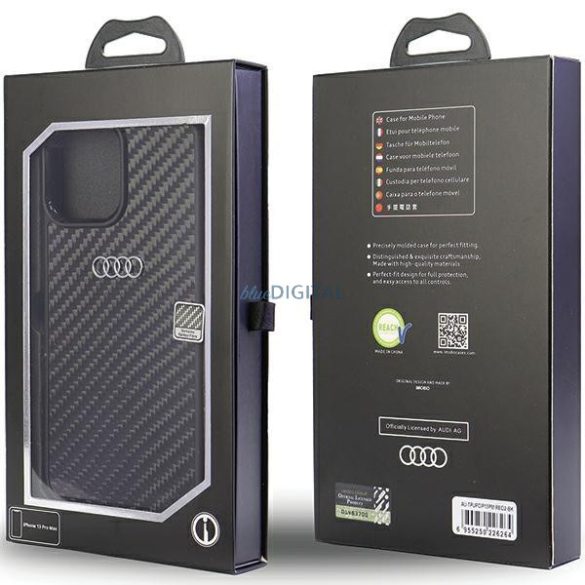 Audi Carbon Fiber iPhone 13 Pro Max 6.7" fekete keménytok AU-TPUPCIP13PM-R8/D2-BK