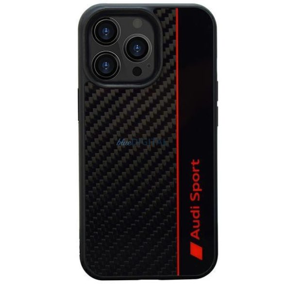 Audi Carbon Fiber Stripe iPhone 13 Pro Max 6.7" fekete keménytok AUS-TPUPCIP13PM-R8/D1-BK