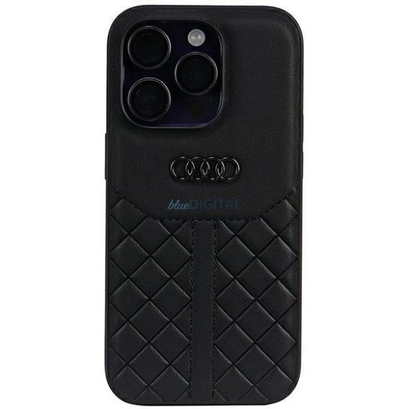 Audi valódi bőr iPhone 14 Pro 6.1" fekete keménytok AU-TPUPPCIP14P-Q8/D1-BK