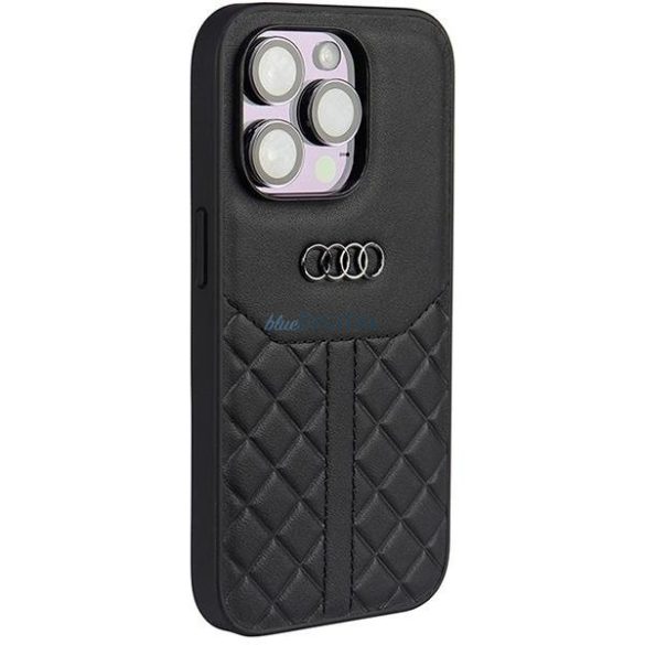 Audi valódi bőr iPhone 14 Pro 6.1" fekete keménytok AU-TPUPPCIP14P-Q8/D1-BK