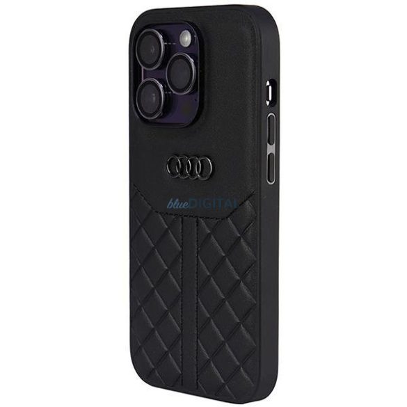 Audi valódi bőr iPhone 14 Pro 6.1" fekete keménytok AU-TPUPPCIP14P-Q8/D1-BK