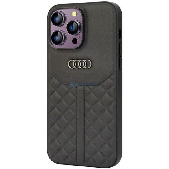 Audi valódi bőr tok iPhone 14 Pro Max 6.7" - fekete AU-TPUPCIP14PM-Q8/D1-BK