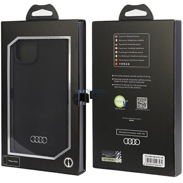 Audi szilikon tok iPhone 15 Plus 6.7" fekete keménytok AU-LSRIP15M-Q3/D1-BK