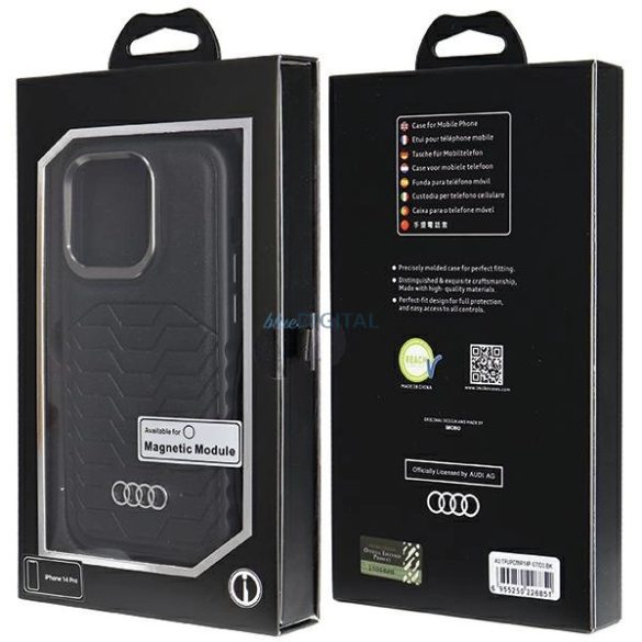 Audi Synthetic Leather Case MagSafe kompatibilis tok iPhone 14 Pro - fekete
