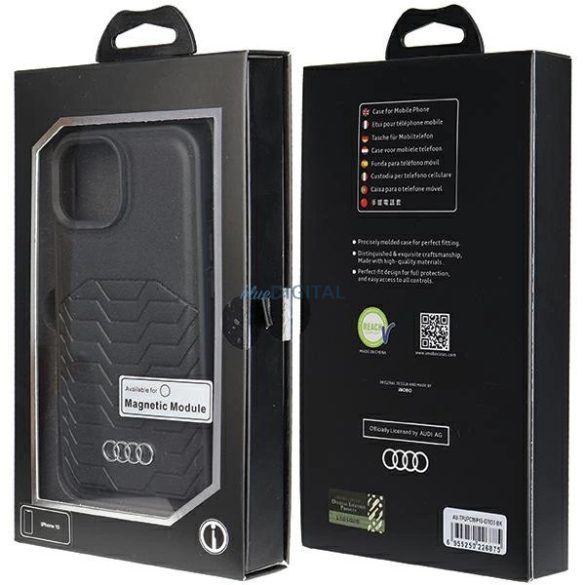 Audi Synthetic Leather Case MagSafe kompatibilis tok iPhone 15/14/13 - fekete