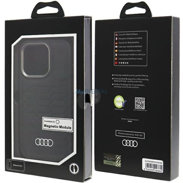 Audi Synthetic Leather Case MagSafe kompatibilis tok iPhone 15 Pro - fekete