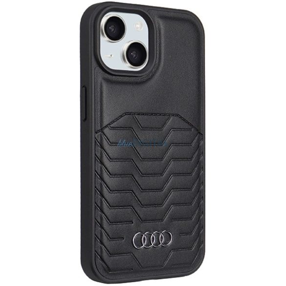 Audi Synthetic Leather Case MagSafe kompatibilis tok iPhone 15 Plus / 14 Plus - fekete