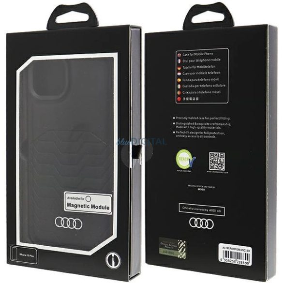 Audi Synthetic Leather Case MagSafe kompatibilis tok iPhone 15 Plus / 14 Plus - fekete