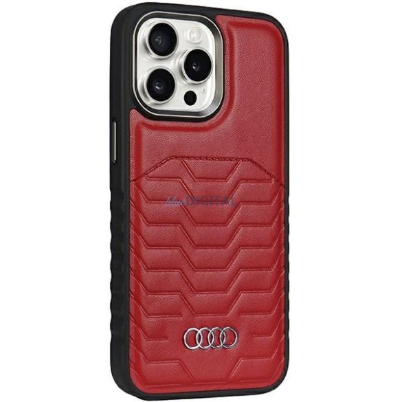 Audi Synthetic Leather Case MagSafe kompatibilis tok iPhone 14 Pro - piros