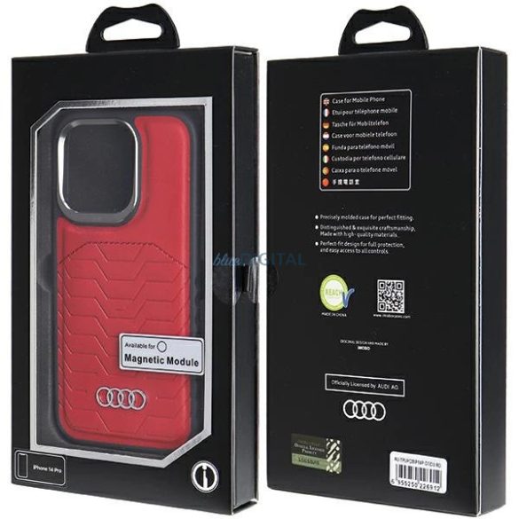 Audi Synthetic Leather Case MagSafe kompatibilis tok iPhone 14 Pro - piros