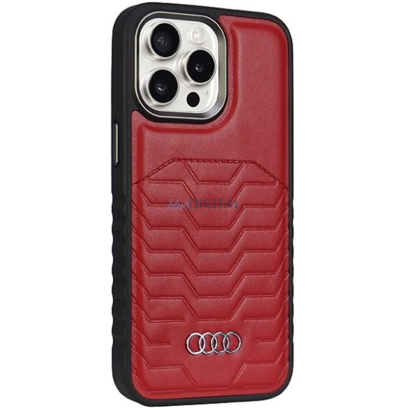 Audi Synthetic Leather Case MagSafe kompatibilis tok iPhone 14 Pro Max - piros