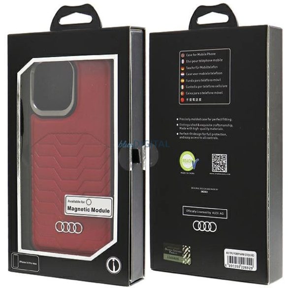 Audi Synthetic Leather Case MagSafe kompatibilis tok iPhone 14 Pro Max - piros